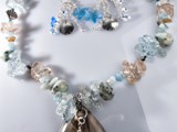 Sand & Sea Ocean Blue
Marble teardrop, aquamarine Swarovski & opal crystal, sesame jasper, hill tribes sterling & more!  Matching Earrings.
S/N NSGTM3ZL00038
Available:  The Nest