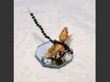 "Topaz Lady"
Lt. Topaz & Smoked Topaz Swarovski Crystal Dragonfly
Over 100 Sparkling Swarovski Crystals
Dragonfly rests on octagon mirror
Available:  Contact Us