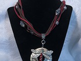 Pewter Dragonfly
Swarovski Crystal Tail
5-strand leather necklace
Glass Beads, shell pendant
SOLD!