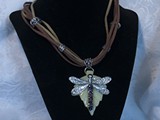 5-Strand Suede Leather
Silver Dragonfly w/Amethyst Swarovski Crystals
Green Glass Leaf
SOLD!