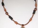 Green Crazy Lace Focal
Man's necklace of copper wrapped bola
Leather slip knots
SOLD!
