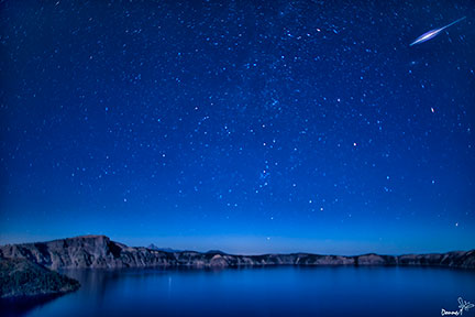 Perseids over Crater Lake